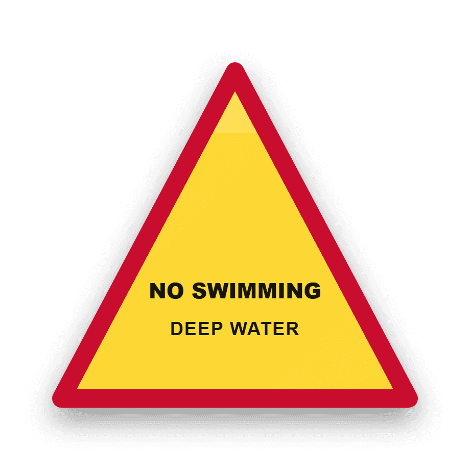 No Swimming – Deep Water Sign — Badge Studio