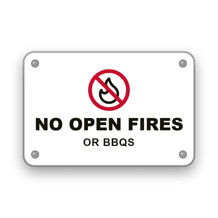 No Open Fires or BBQs Sign — Badge Studio